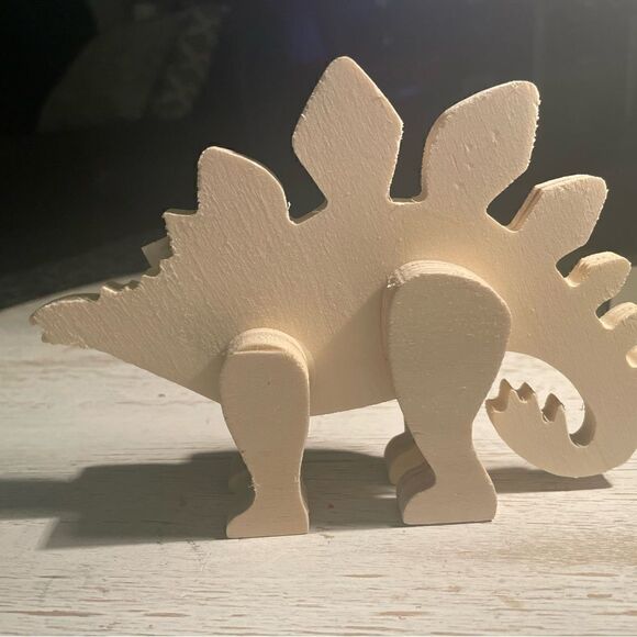 NEW Stegosaurus Dinosaur Wooden Natural Unfinished Animals Do It Yourself - Picture 6 of 6